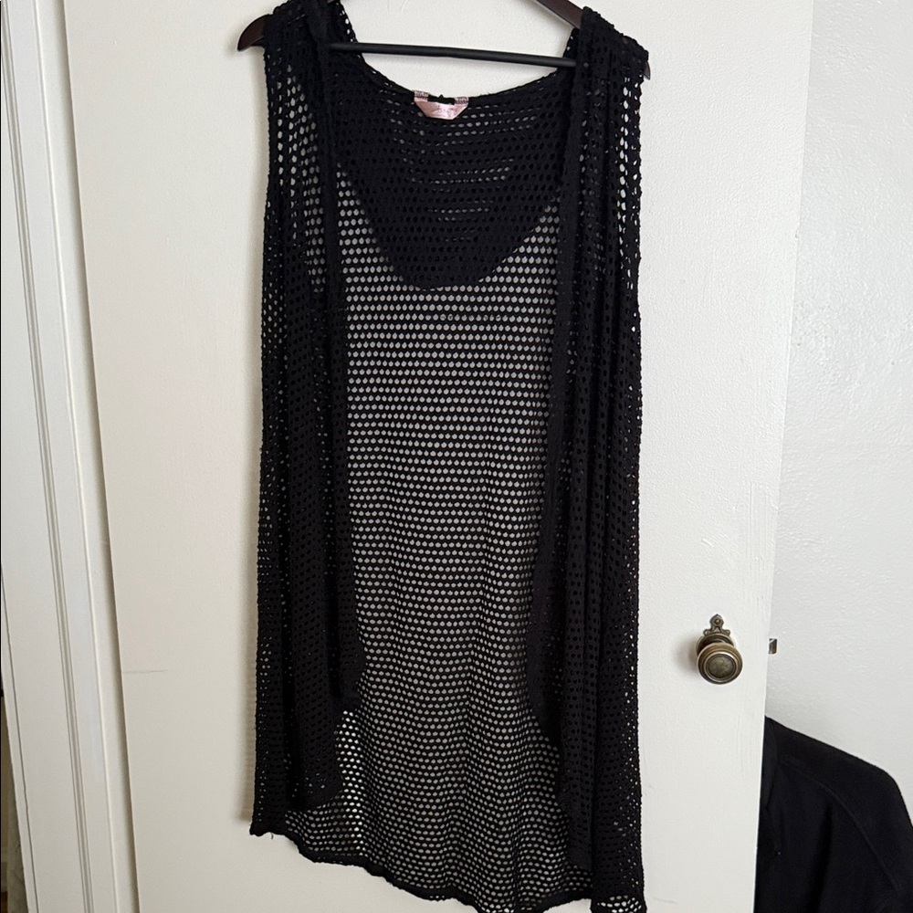Black Crochet Sleeveless Cover-Up